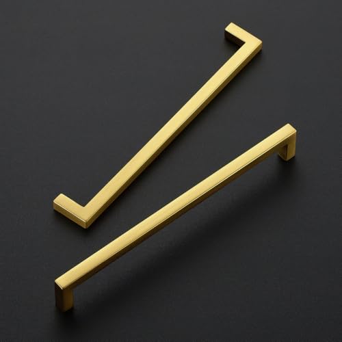 Gold Cabinet Handles Solid Cabinet Pulls (Gold / Flat Black 7-1/2'' Hole Center)
