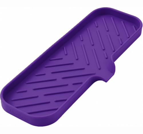 Silicone Soap Dish with Drain Spout (Purple / L(12"×4"))