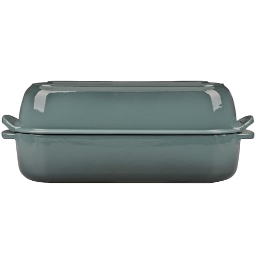 Enameled Cast Iron Loaf Pan with Lid (Slateblue)