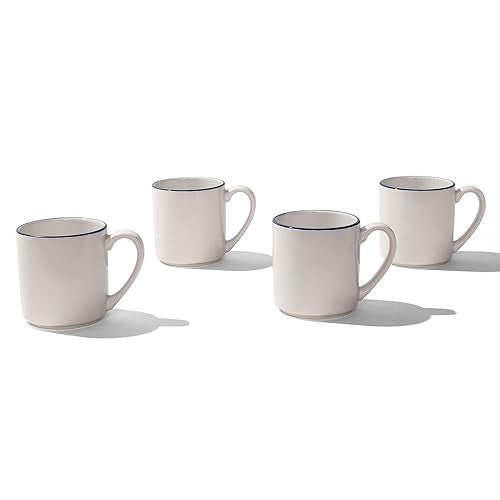 Cookware Set of 4 (White w/ Navy Rim / 4-Piece)
