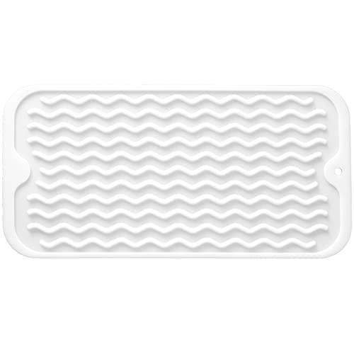 Silicone Dish Drying Mat for Multiple Usage (White / 12"L x 6"W)