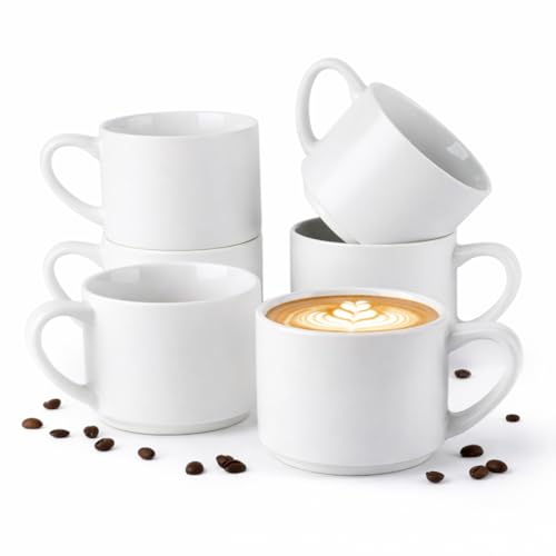 14 OZ Coffee Mugs Set of 6 (Matte White / Set of 6(14 Ounces))