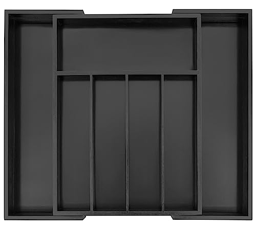 Bamboo Silverware Drawer Organizer (Black / Small)