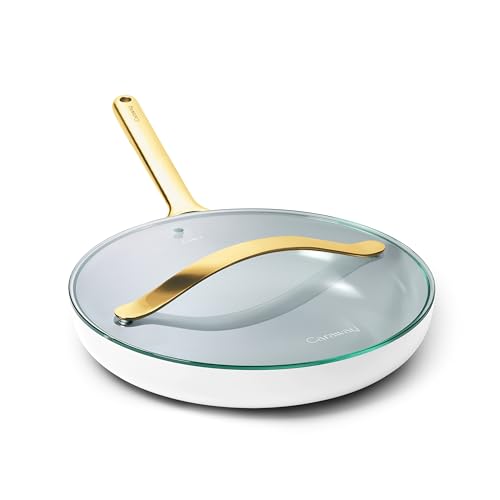 12" Non Stick Ceramic Frying Pan with Glass Lid (1x 12 IN / White)