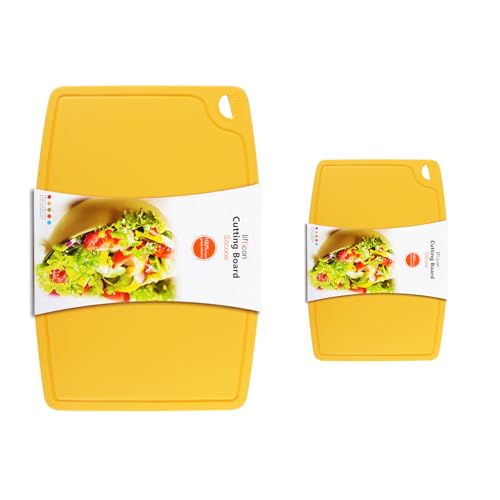 Thick Silicone Cutting Boards for Kitchen Silicone Chopping Boards (9.1"L x 7.1"W & 14.6"L x 10.4"W / Yellow)