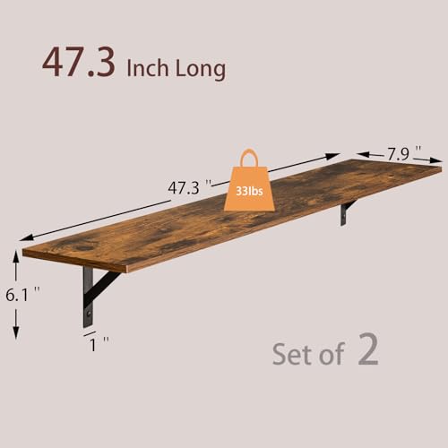 Long Wall Shelves (Rustic Brown / 47.3 Inch)