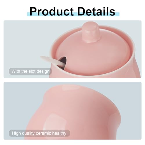 7 OZ Ceramic Sugar Bowl with Lid and Spoon