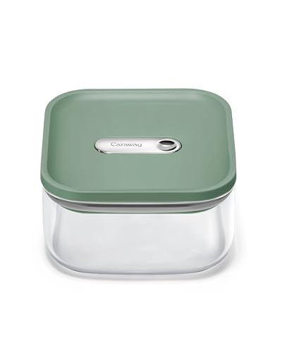 1 qt Glass Airtight Food Storage Container with Lid (Sage / 1qt Container)