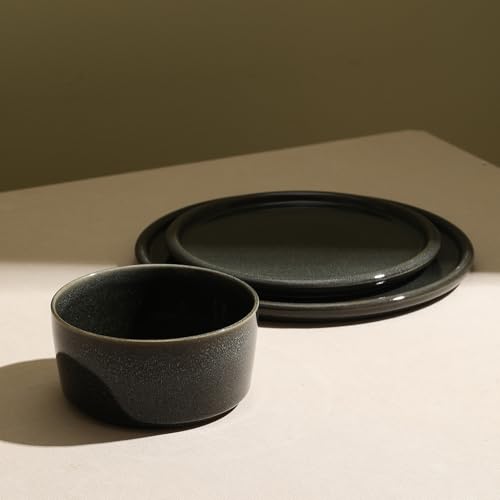 Eden 12 Piece Dinnerware Set Stoneware (Charcoal Grey / 12-Piece - Service for 4)