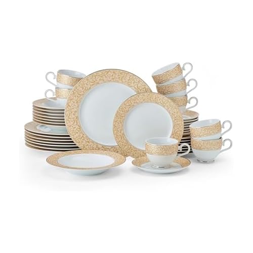 Parchment Gold 40 Piece Dinnerware Set (40-Piece / Parchment Gold)