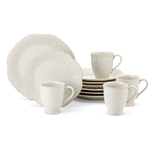 French Perle Assorted Plates (12-Piece Dinnerware Set, Mugs)