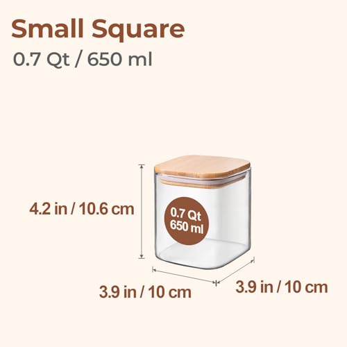 Square Glass Containers with Lids 0.7 Qt (4 Count)