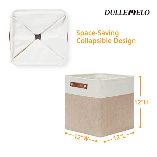 Cube Storage Bins (White&Khaki / M-12"x 12"x12")