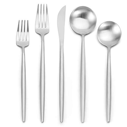 Matte Silverware Set for 12 (Silver / 60-piece)