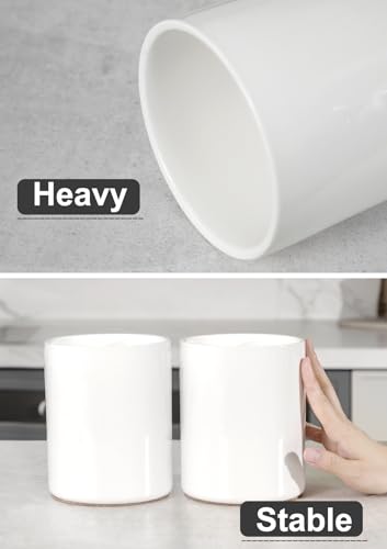 Ceramic Kitchen Utensil Holder for Countertop Organizer 6.4"White (White)