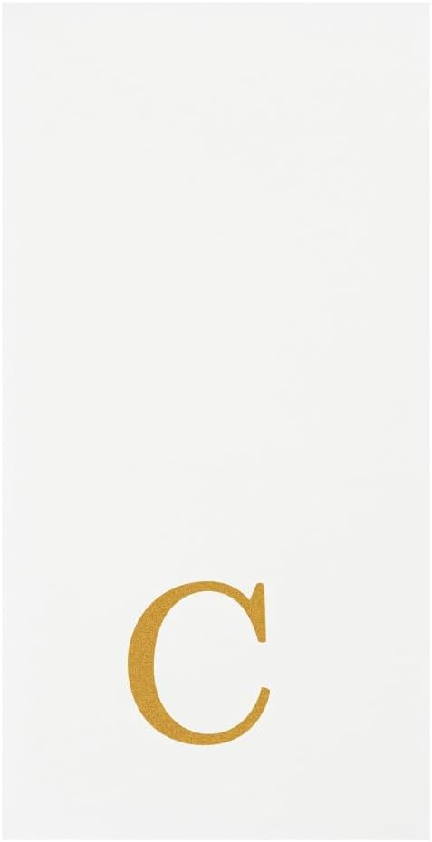 Luxenap 15.8 X 7.9 Inch Linen-Feel Guest Towels, 2000 Lettered Hand Towels - Gold Letter 'C', Sans Serif Font, White Paper Dinner Napkins, airlaid, For Restrooms And Tables - Restaurantware