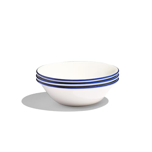 Cookware Set of 4 (White w/ Navy Rim / 4-Piece)