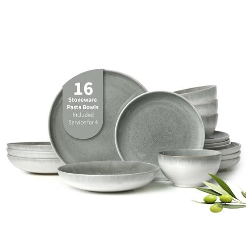 Stoneware Dinnerware Sets for 4 (Gradient Green / Set (16pcs))
