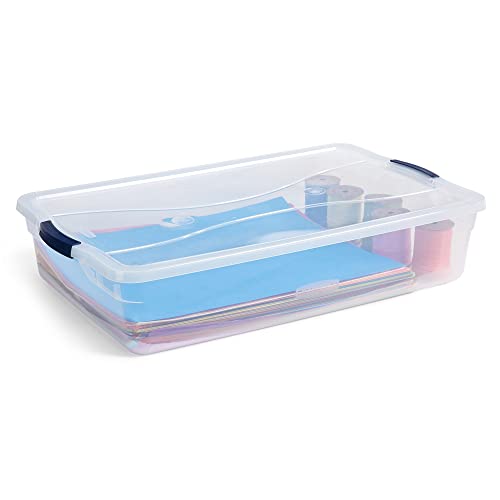 Cleverstore 42 Quart Stackable Plastic Storage Container Organizer Bin with Latching Lids for Garage (42 Qt - 4 Pack)