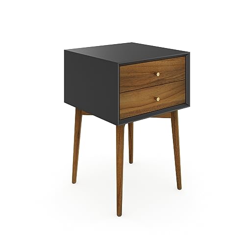 Harper Modern Nightstand Side Accent or End Table with Storage Drawer (Black/Brown / Set of 1)