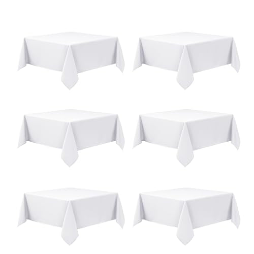 6 Pack White Tablecloths for Square Tables (White / 70x70 In, 6 Pack)