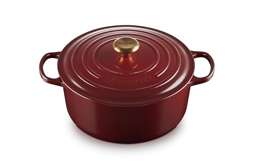 Enameled Cast Iron Round Dutch Oven (Garnet / 7.25 Qt)