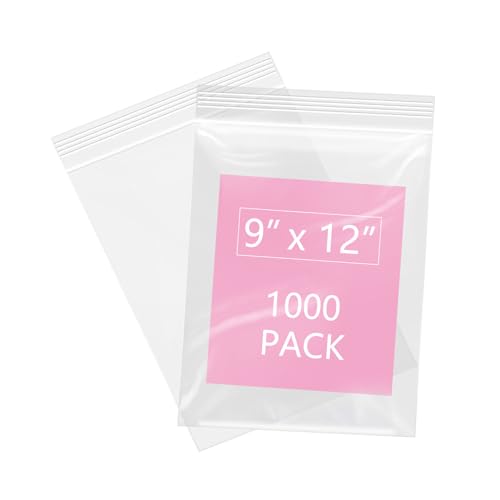 1000 Pcs 9" x 12" Clear Zip Bags (100 Count)