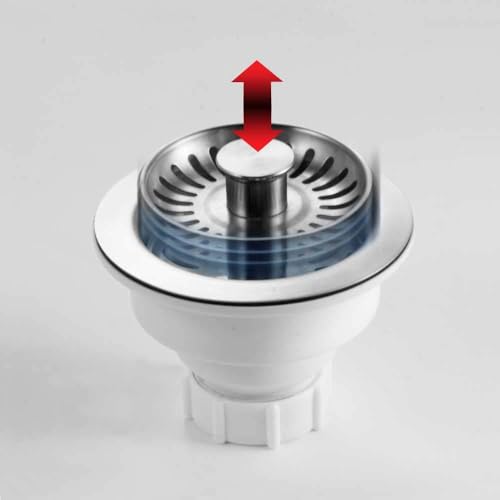 190-9400 - 3-1/2 Inch Stainless Steel Pop-Up Kitchen Sink Basket Strainer, Durable Food Catcher Stopper for Metal Kitchen Sink, Ideal for Filtering Waste and Preventing Clogs (3.5 Inch - Stainless Steel Pop-Up)