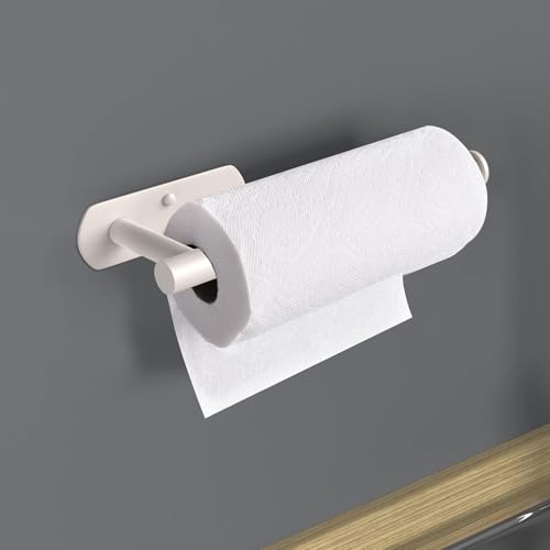 Adhesive Paper Towel Holder Under Cabinet Wall Mount for Kitchen Paper Towel (Brown / 1 Pack)