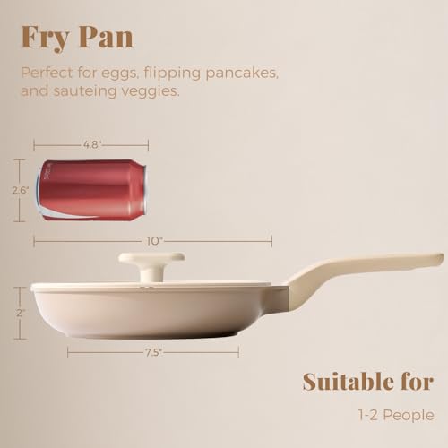 Nonstick Frying Pan with Lid (10" W/Lid / Natural Linen)