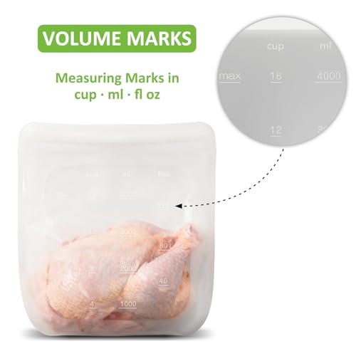 100% Silicone Gallon Storage Bags (Translucent | Gallon-Size | 4 Pack)