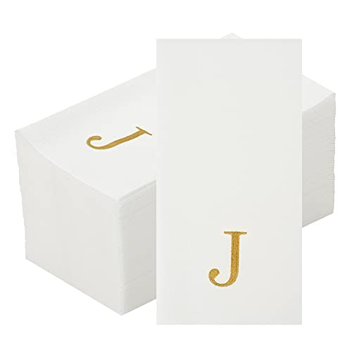 Paper Rectangle Gold Letter J Linen (Gold / 2000 Count / J)