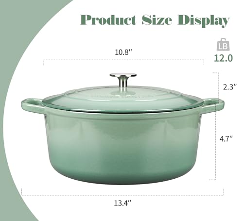 Enameled Cast Iron Dutch Oven Pot With Lid (Sage Green / 5.5QT)