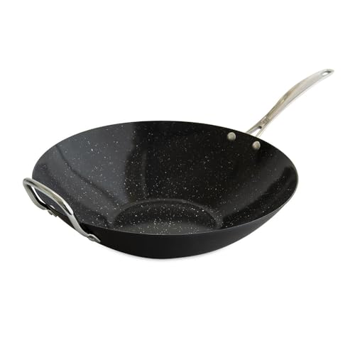 Basalt Aluminized Steel Spun Wok (14-Inch / Nonstick Ceramic Coating)