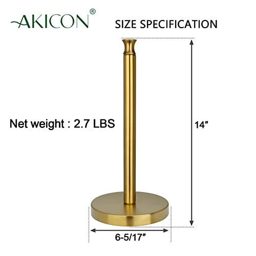 Paper Towel Holder Stand for Kitchen Countertop & Dining Room Table (Brushed Gold / Modern)