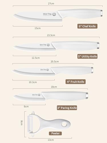 Pure Strengthening Ceramic Knife Set for Kitchen with Sheath 9Pcs ([Upgraded]White Handle Ceramic Knives)