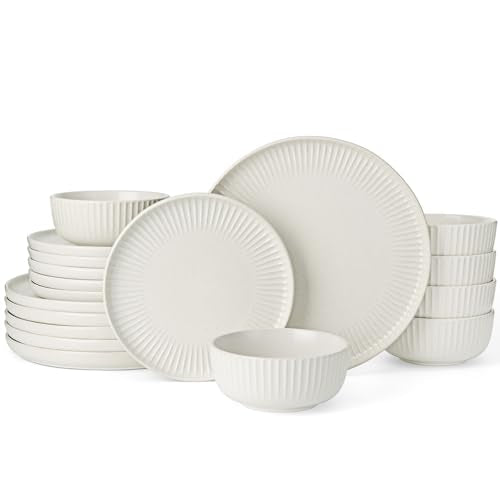 Stoneware Dinnerware Sets for 6 (Matte White / Service for 6)