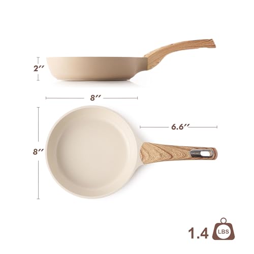8inch Ceramic Nonstick Frying Pan Paella Pan (8 Inch / CERAMIC Taupe)