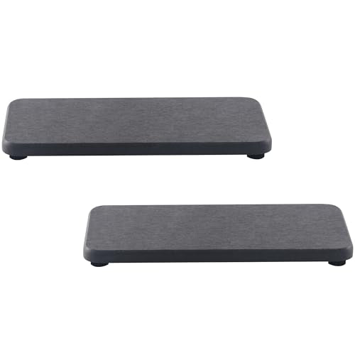 2Pcs Stone Soap Trays Water Absorbing Diatomite Coaster (Dark Gray / 7.1" x 3.5")