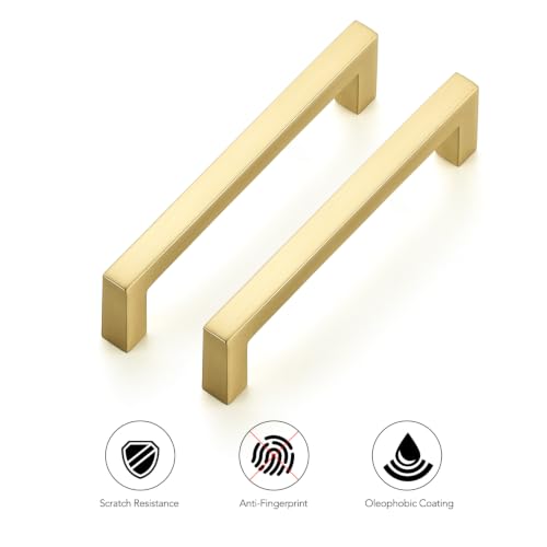 Brushed Gold Cabinet Handles Solid Cabinet Pulls 3 (Brushed Gold / Flat Black 3-3/4'' Hole Center)