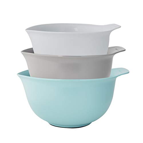 Universal Nesting Plastic Mixing Bowls (Aqua Sky White Gray / Set of 3)