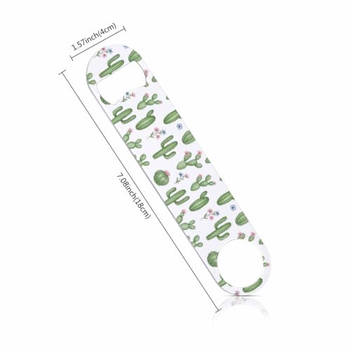 Watercolor Cactus and Flowers Stainless Steel Bottle Opener Pastel Floral Cacti Tropical Green Succulents Flat Beer Bottle Opener Keychain for Home Kitchen Bar Restaurant Party Birthday Gift (Cactus and Flowers)