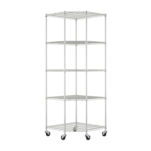 5 Tier Adjustable Wire Shelving with Wheels