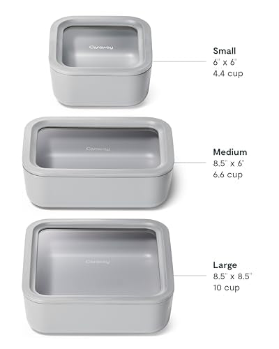 3 Piece Glass Food Storage Container Set (Gray / Food Storage Set (3x))
