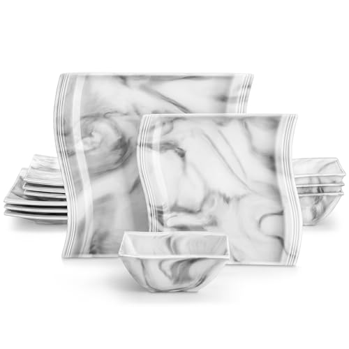 Plates and Bowls Set (12 Piece(Service for 4) / Marble Grey)