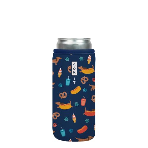 CanSok Sleeve for Beer & Soda Insulated Neoprene Cover (Hot Dawgs / 12oz Slim Can Sleeve)