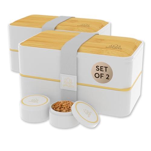 Bento Box Adult All (M - 40 oz / White & Bamboo)