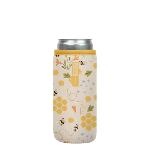 CanSok Sleeve for Beer & Soda Insulated Neoprene Cover (Honeycomb Buzz / 12oz Slim Can Sleeve)