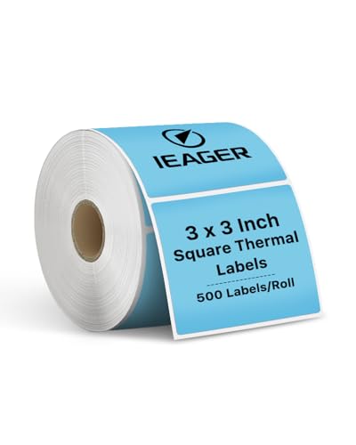 Blue 3" x 3" Square Thermal Label Stickers