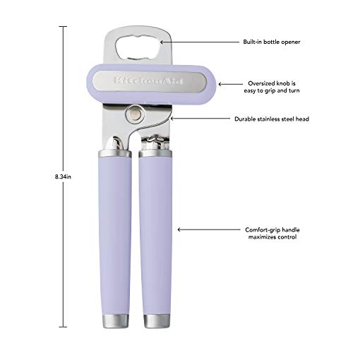 Classic Multifunction Can Opener and Bottle Opener Easy to Use (Lavendar/Cream / 8.34-Inch)